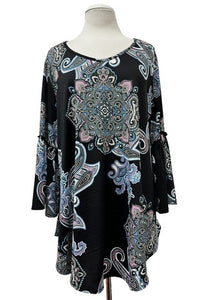 Black Paisley Medallion Shirt Top