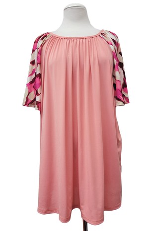 Coral Shirt Top w Multi Sleeves