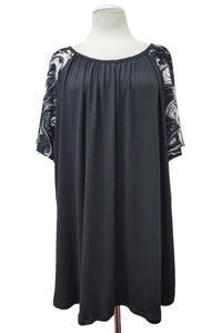 Black Shirt Top w Marble Sleeves