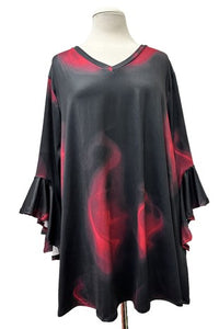 Black Red Smoke Shirt Top