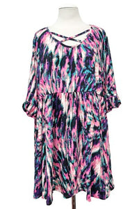 Tie Dye X Neck Shirt Top