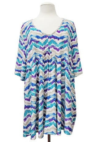 Teal Blue Purple Flattering Shirt Top