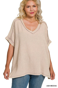 Ash Mocha Acid Wash Shirt Top