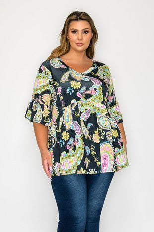 Beautiful Black Paisley Shirt Top