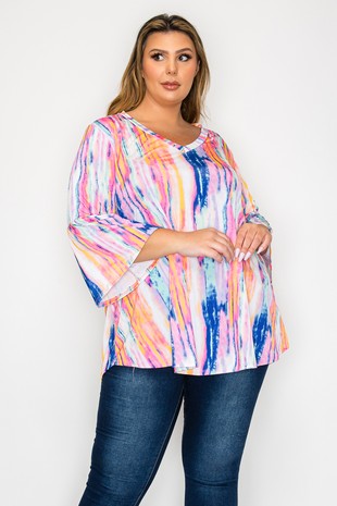 Tie Dye Stripe Shirt Top