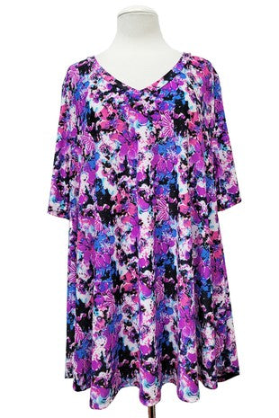 Beautiful Purple Blue V Neck Shirt Top