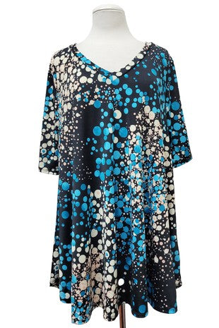 Black Blue White Bubble Circle Shirt Top