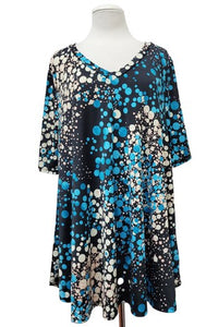 Black Blue White Bubble Circle Shirt Top