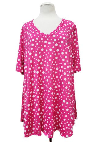 Pink White Polka Dot Shirt Top