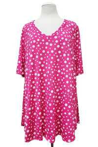 Pink White Polka Dot Shirt Top