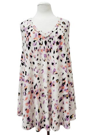 Ivory Purple Leopardy Design Tank Top Shirt