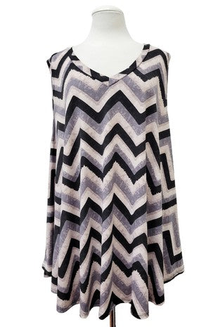 Gray Black Chevron Tank Top Sleeveless Shirt