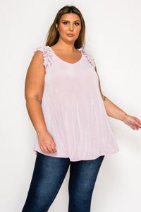 Light Purple Lilac Ruffle Strap Tank Top Shirt