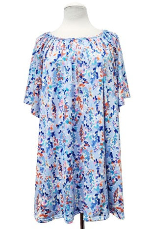 Blue Abstract Design Shirt Top