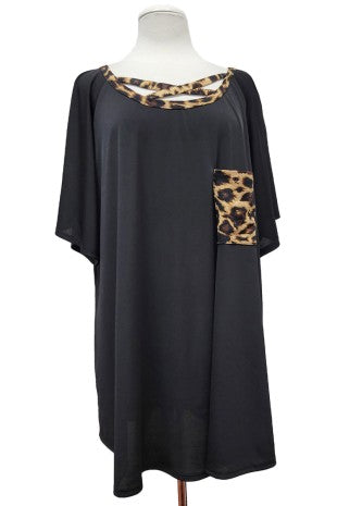 PSFU Black Leopard Pocket & Matching X Neck Line