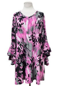 Pink Black Tie Dye Like Shirt Top