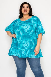 Gorgeous Teal Blue Tie Dye Shirt Top