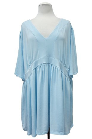 Solid Light Blue Flattering Shirt Top