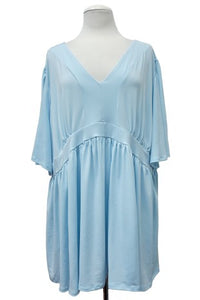 Solid Light Blue Flattering Shirt Top