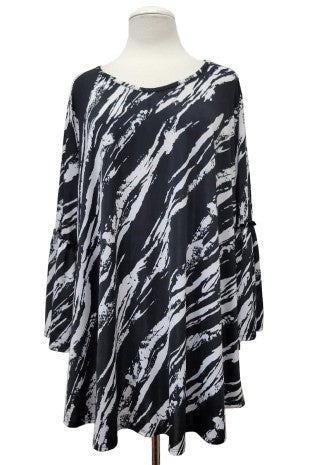Black Gray White Tie Dye Like Shirt Top