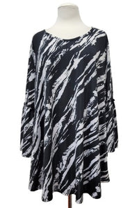 Black Gray White Tie Dye Like Shirt Top