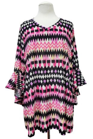 Pink Purple Black Tie Dye Like Shirt Top