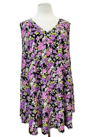 Purple Pink Floral Tank Top Shirt