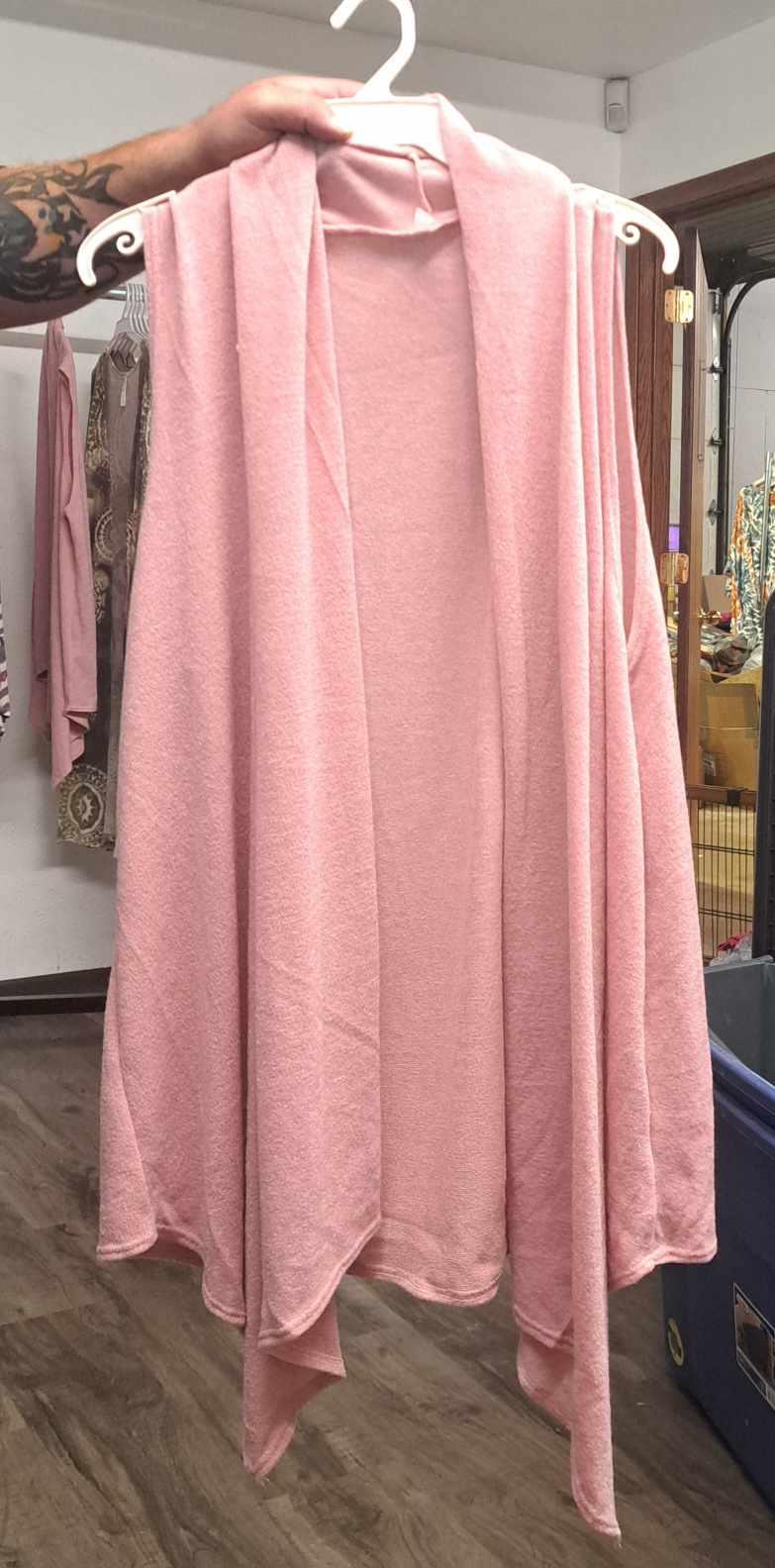All Solid Pink Open Front Vest