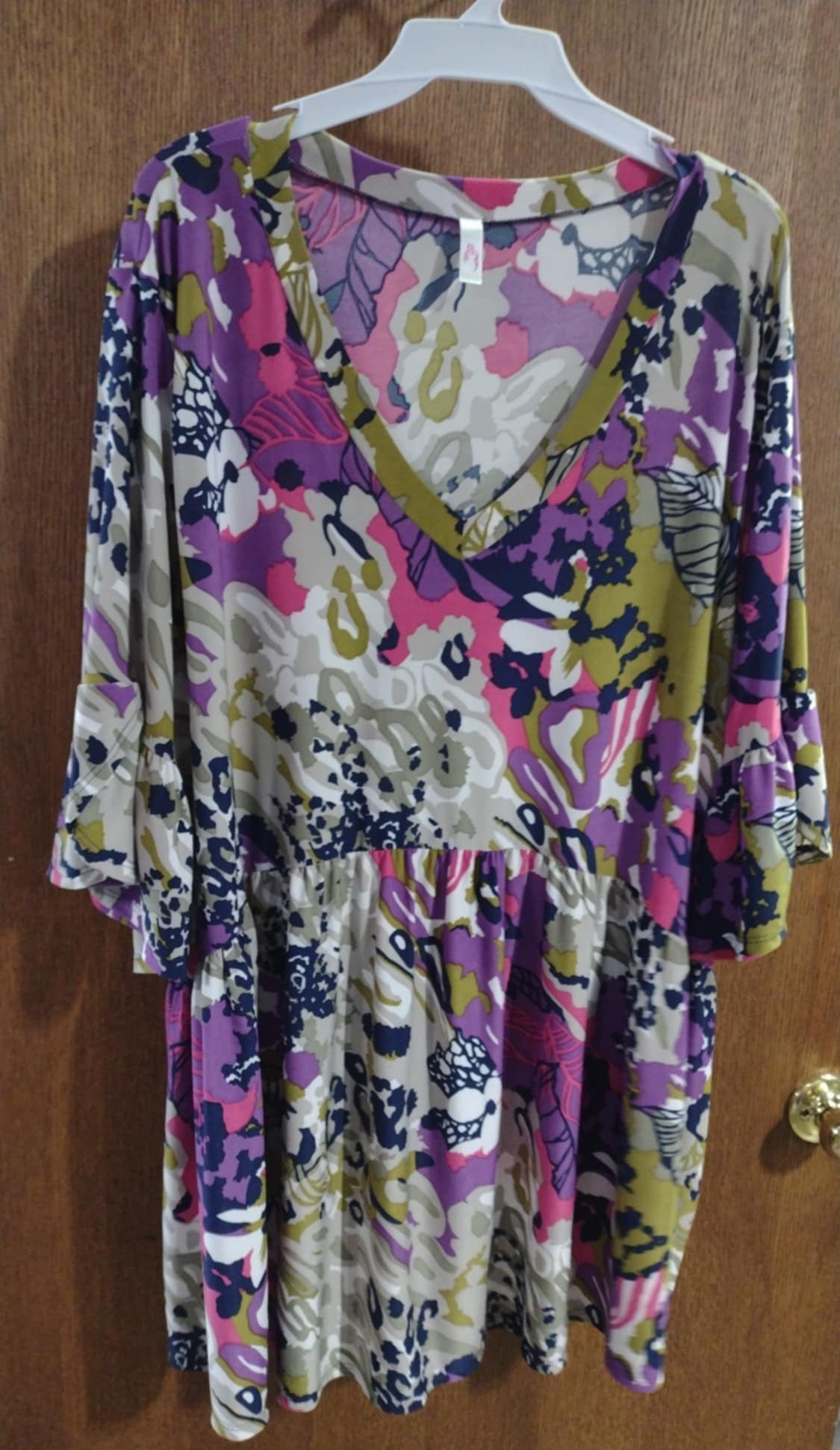 Purple Green Animal Print Design Shirt Top
