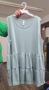 Light Blue y Green Tiered Tank Top