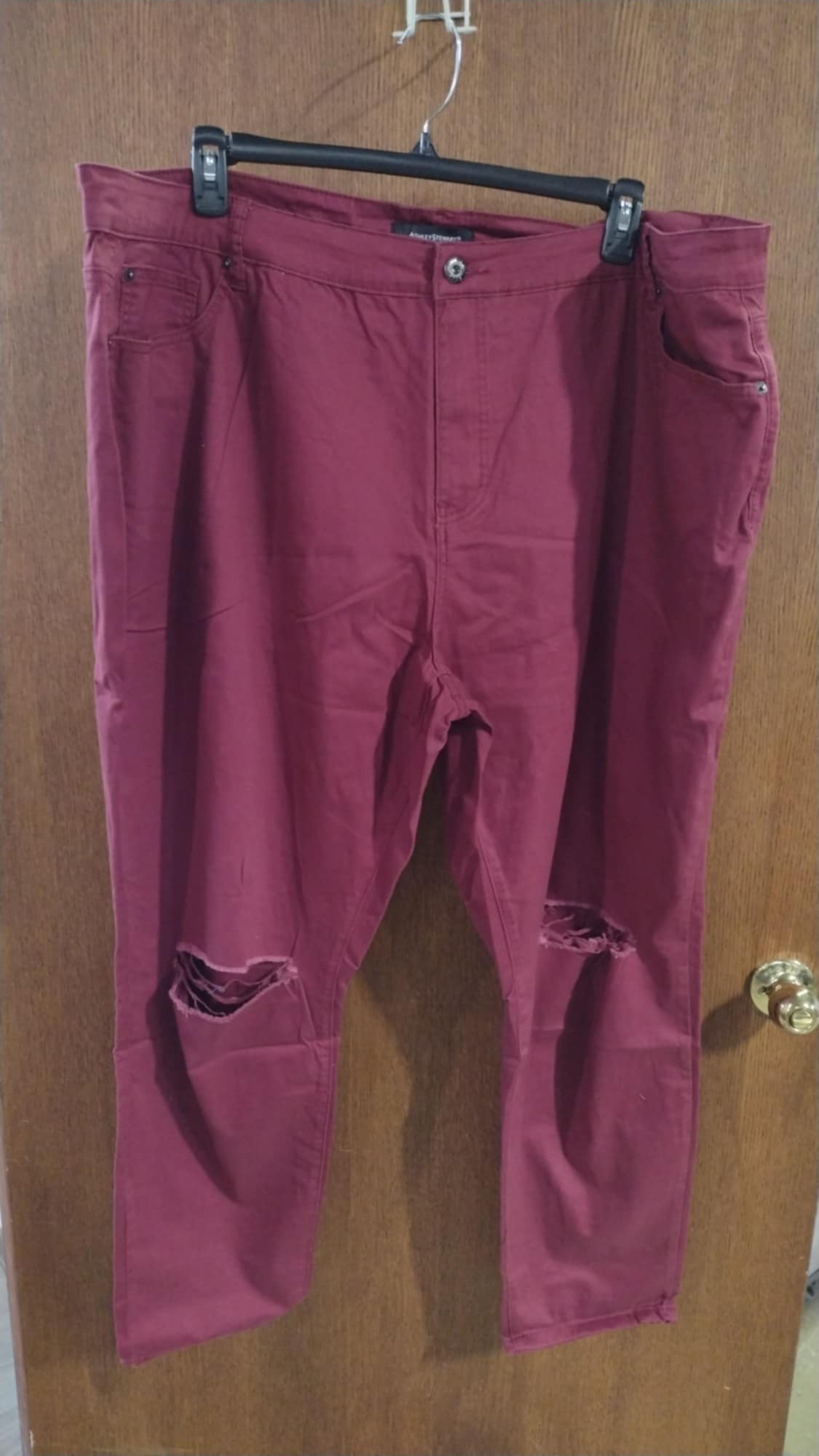 Burgundy Distressed Jean Jeans