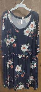 Navy Floral Tunic Shirt Top