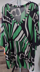 Stunning Black & Green Design Shirt Top