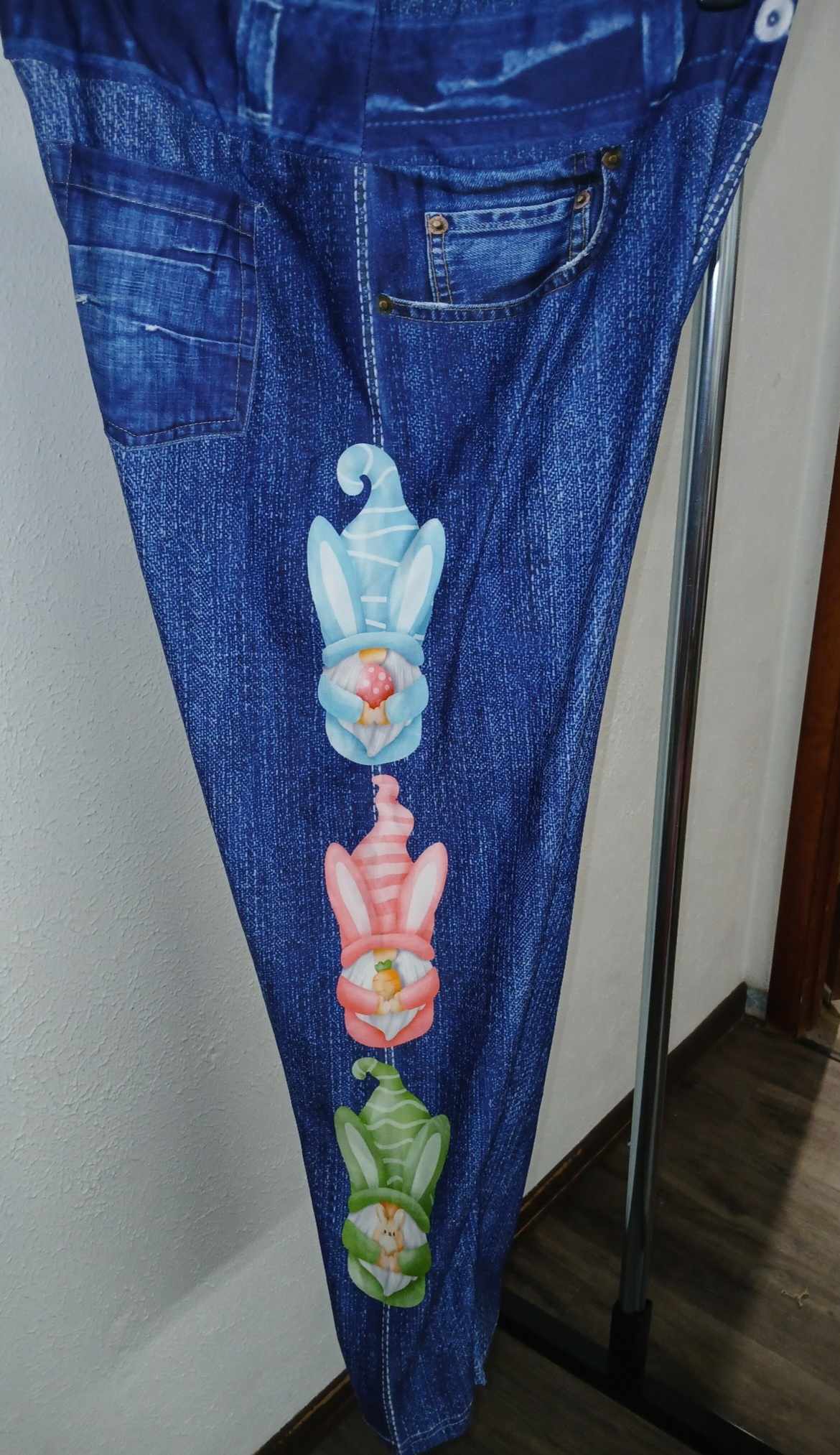 Faux Denim Gnome Bunny Full Length Legging Leggings