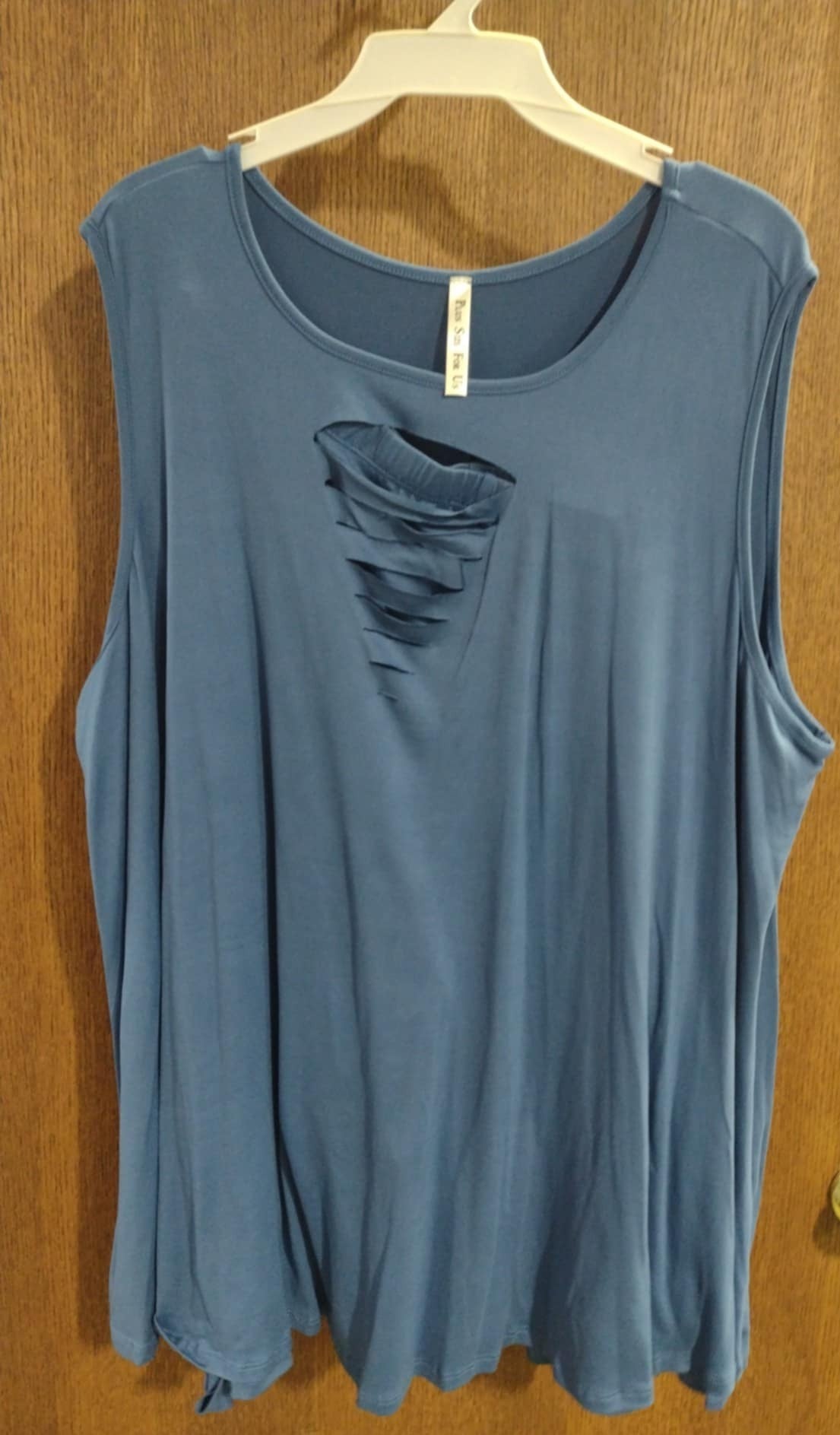 PSFU Dusty Blue Shredded 2 Piece Outfit Tank and Capri Set