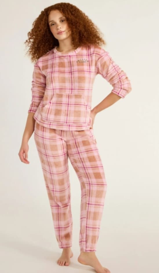 Adorable Pink Plaid 2 Piece Pajamas Pjs Pj Set