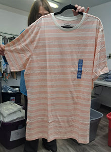 Mens Coral Striped T Shirt