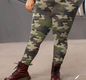 Green Camo Full Length Leggings w Pockets