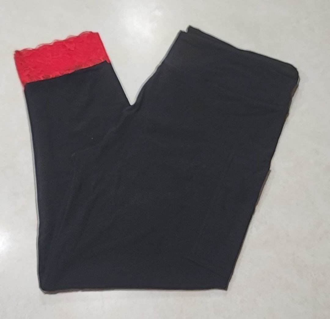 Black Capri Capris with Red Lace Bottoms