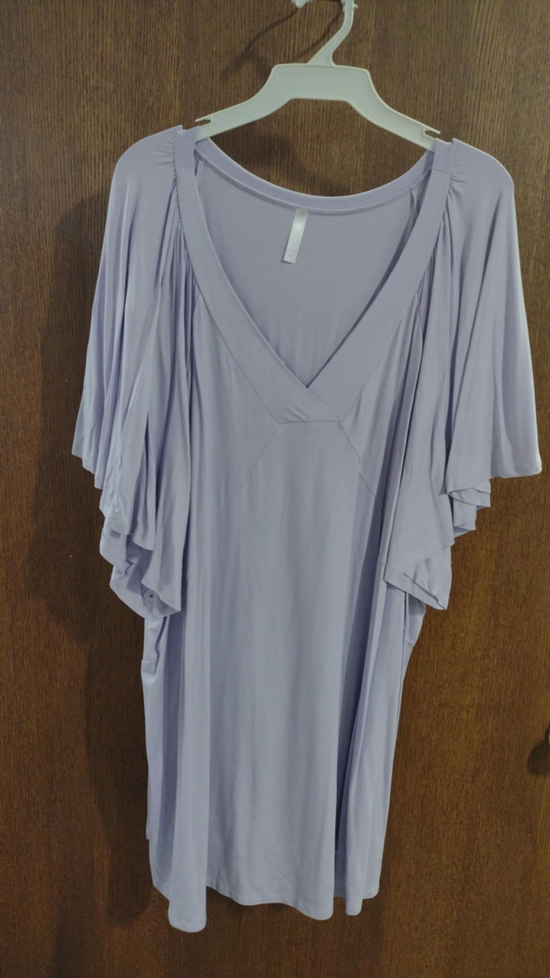 Solid Light Purple V Neck Shirt Top