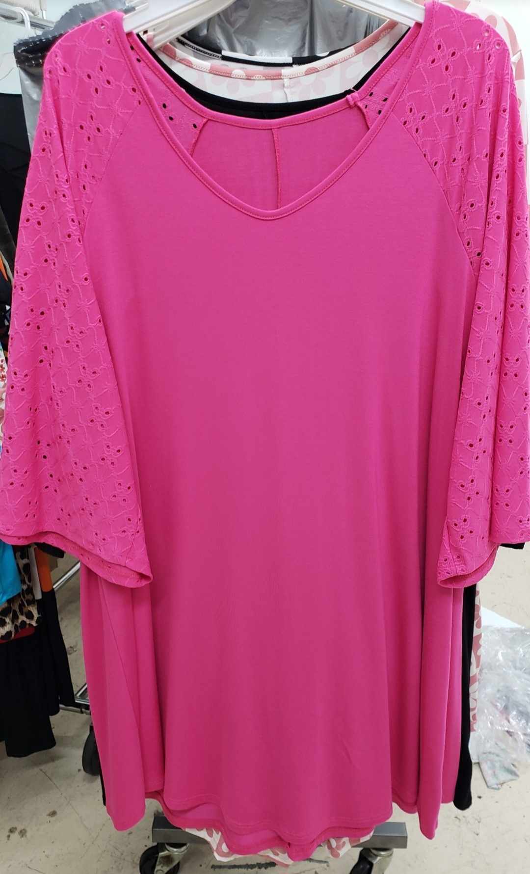 PSFU Pink Eyelet Sleeve Shirt Top