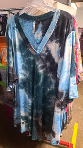 PSFU Blue & Black Tie Dye Shirt Top