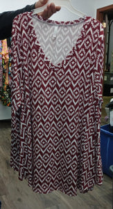 Burgundy & White Design Shirt Top