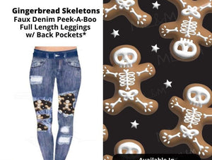 Faux denim Gingerbread Skeleton Full Length Leggings