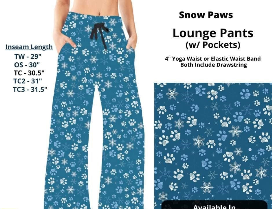 Blue Snow Paw Full Length Lounge Pants