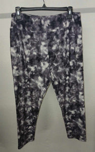 Black Gray Tie Dye Grunge Capri Capris