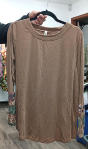 Brown Top with Beautiful Design Button Sleeves
