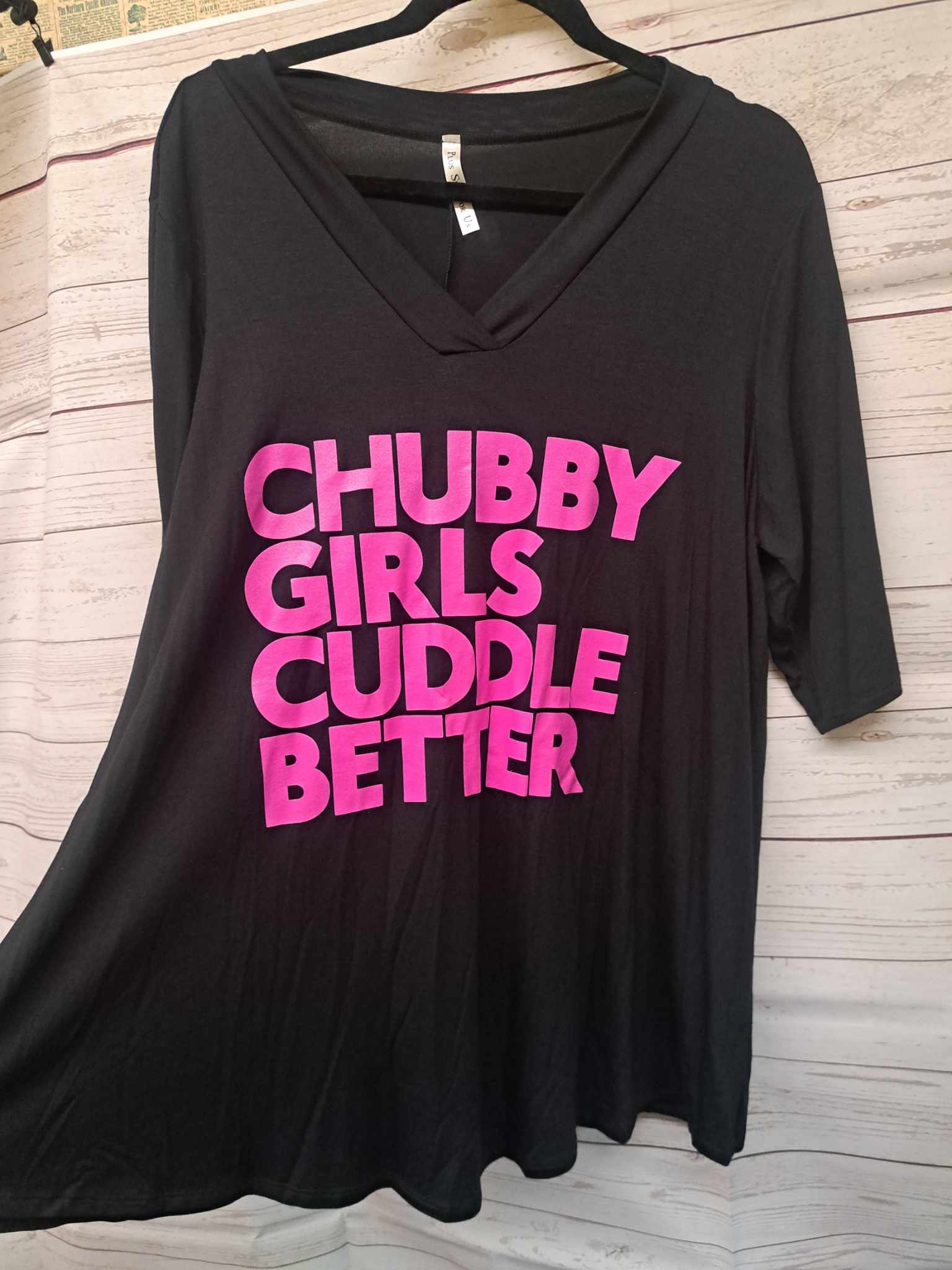 Black & Pink Chubby Girls Cuddle Better Tee T Shirt Top Tunic