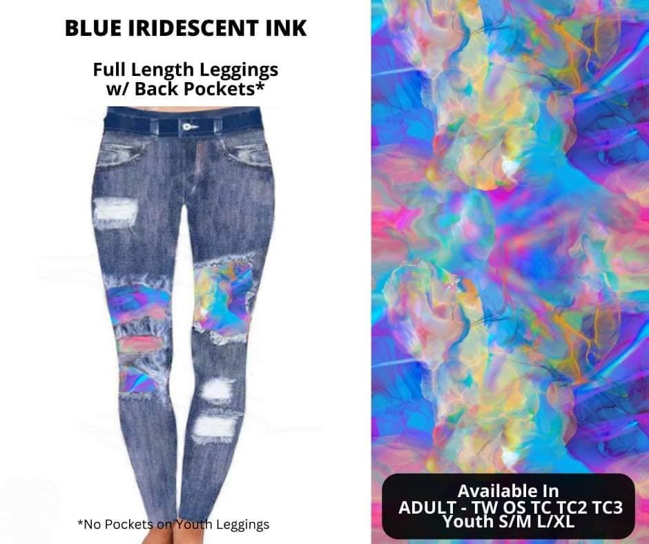 Faux Denim w Blue Iridesecent Ink Tie Dye Patches