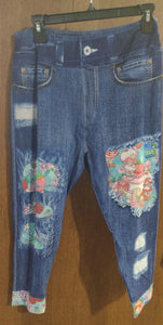 Faux Denim Strawberry Shortcake Capri Capris